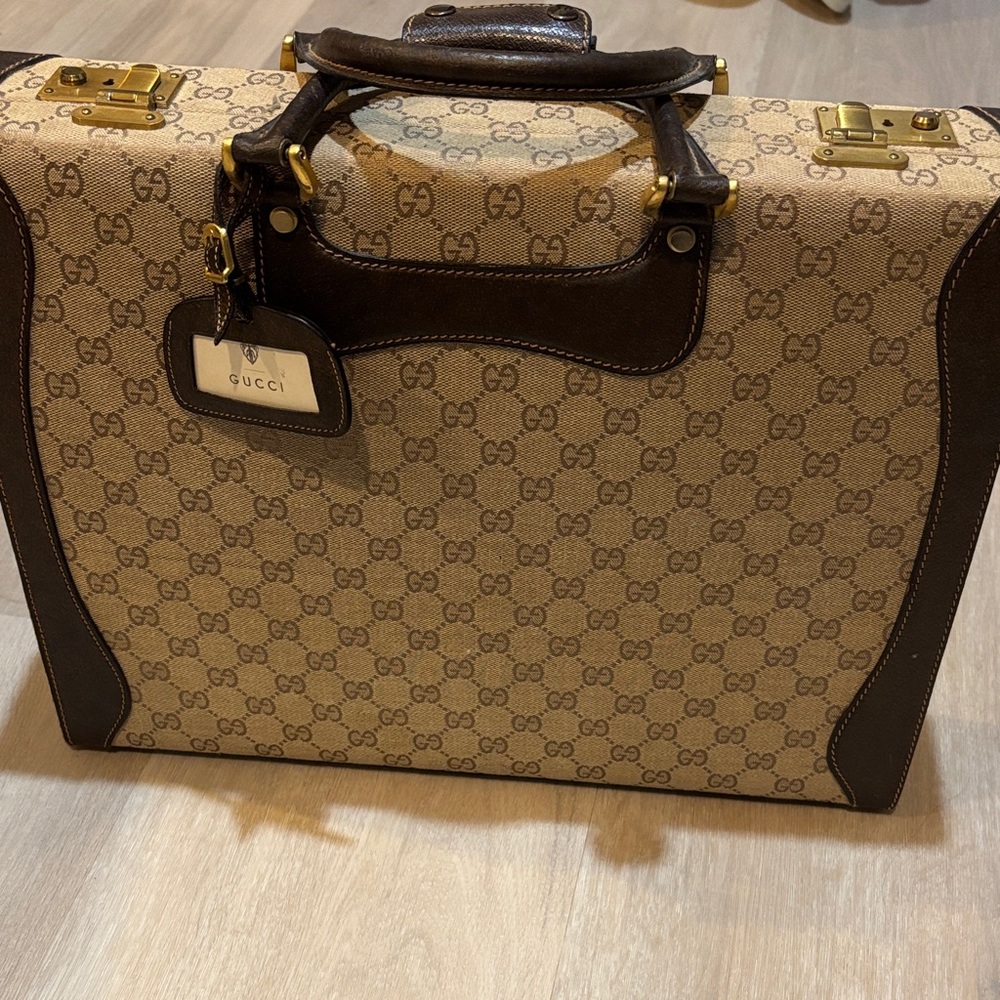 Gucci Tan and Brown Monogram Briefcase
